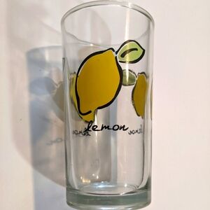Vintage Juice Glass Lemon Print Lemonade Cup MCM